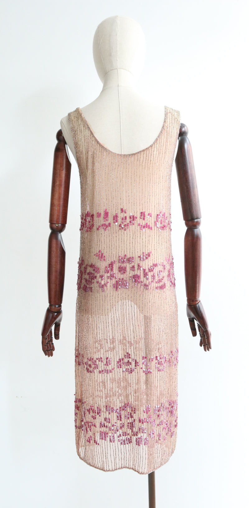 "Palette of Lilacs" Vintage 1920's Tulle Beaded & Sequinned Dress UK 8-10 US 4-6