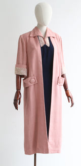 "Raised Soutache" Vintage 1950's Navy & Pink Dress & Coat Set UK 10 US 6