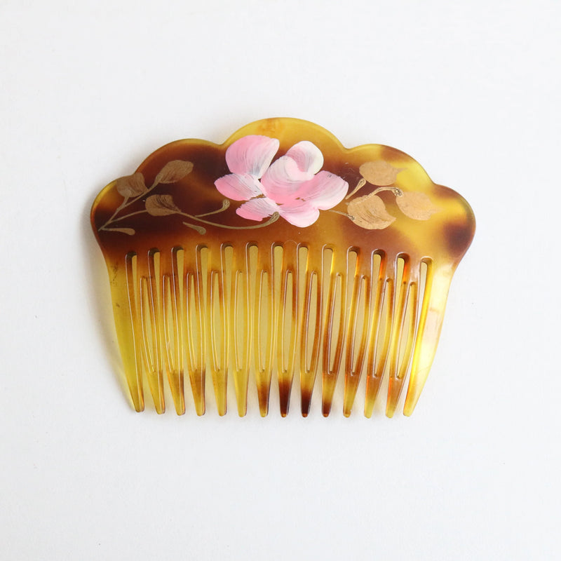 "Painted Rose" Vintage 1940's Painted Rose Hair Comb