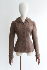 "Speckled Wool & Rhinestones" Vintage 1940's Speckled Wool Jacket UK 10 US 6
