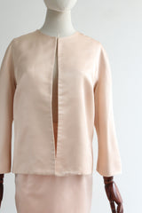 "Soft Pink Satin" Vintage 1950's Soft Pink Satin Skirt Suit UK 10 US 6