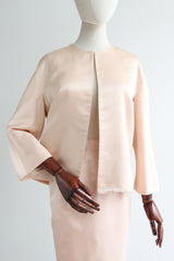 "Soft Pink Satin" Vintage 1950's Soft Pink Satin Skirt Suit UK 10 US 6