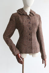 "Speckled Wool & Rhinestones" Vintage 1940's Speckled Wool Jacket UK 10 US 6