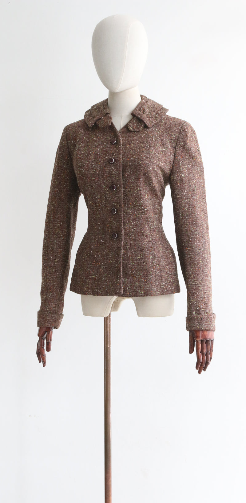 "Speckled Wool & Rhinestones" Vintage 1940's Speckled Wool Jacket UK 10 US 6