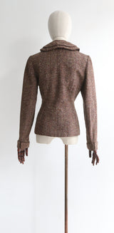 "Speckled Wool & Rhinestones" Vintage 1940's Speckled Wool Jacket UK 10 US 6