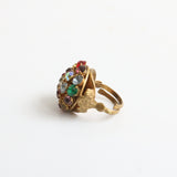 "Sparkling Rhinestones" Vintage 1950's Multi-Coloured Rhinestone Cocktail Ring