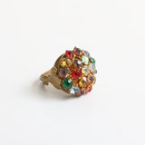 "Sparkling Rhinestones" Vintage 1950's Multi-Coloured Rhinestone Cocktail Ring