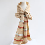 "Boulevard De Soies" Vintage 1920's Cream Silk Striped Shawl