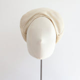 "Silk Pleated Halo" Vintage 1940's Cream Silk Pleated Halo Turban Hat