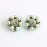 "Ice Blues" Vintage Late 1950's Beaded Clip On Earrings