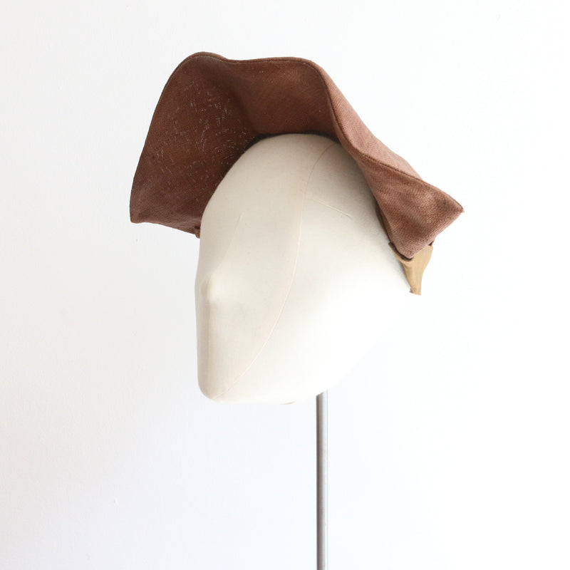 "Georgette De Trèze" Vintage 1930's Brown Straw Parisian Hat