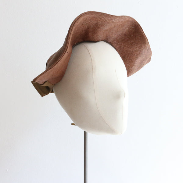 "Georgette De Trèze" Vintage 1930's Brown Straw Parisian Hat