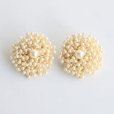 "Pearlescent Clusters" Vintage 1960's Statement Pearlescent Bead Clip On Earrings