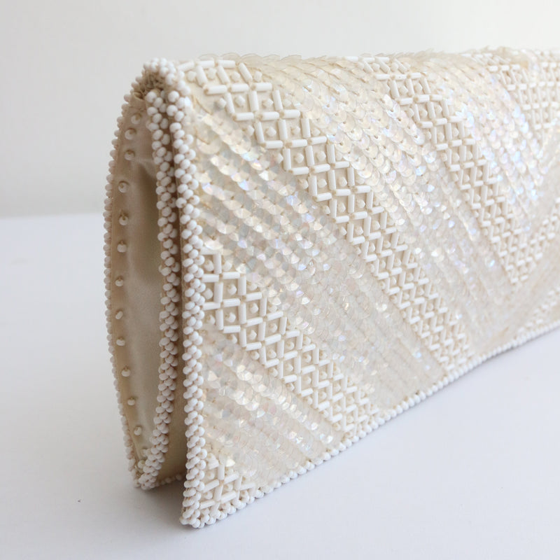 "Iridescent Sequins & Beads" Vintage 1960's Beaded & Sequinned Clutch Bag