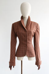 "Pink & Speckled Check" Vintage 1940's Check Woven Jacket UK 10 US 6