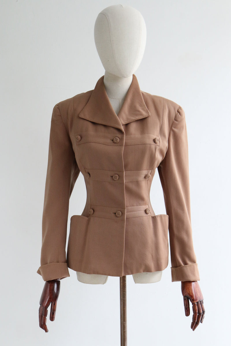 "Fawn Finishes" Vintage 1940's Fawn & Caramel Fitted Jacket UK 12 US 8