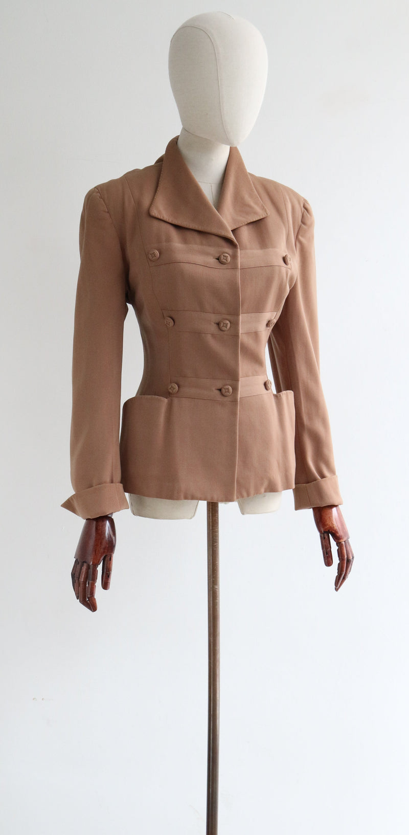 "Fawn Finishes" Vintage 1940's Fawn & Caramel Fitted Jacket UK 12 US 8