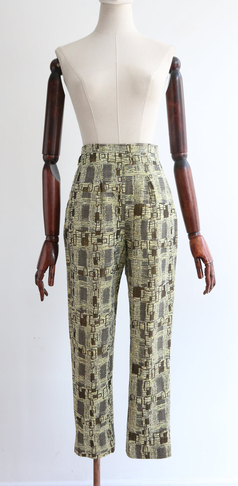 "Brocade Capris" Vintage 1960's Green & Bronze Brocade Capris UK 6 US 2