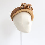 "Straw & Velvet" Vintage 1940's Straw & Velvet Floral Hat