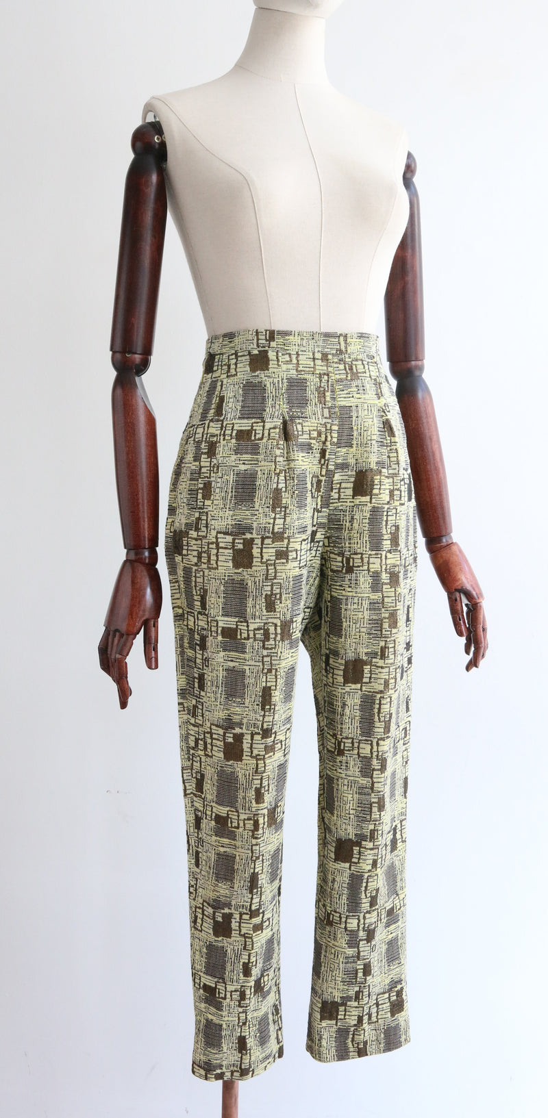 "Brocade Capris" Vintage 1960's Green & Bronze Brocade Capris UK 6 US 2