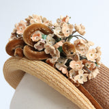 "Straw & Velvet" Vintage 1940's Straw & Velvet Floral Hat