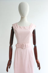 "Soft Pink" Vintage 1950's Soft Pink Cotton Shift Dress UK 10 US 6