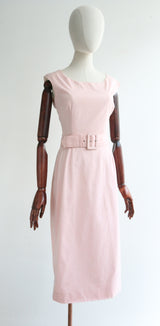 "Soft Pink" Vintage 1950's Soft Pink Cotton Shift Dress UK 10 US 6