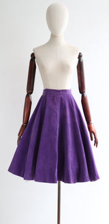 "Purple Corduroy" Vintage 1950's Purple Corduroy Full Circle Skirt UK 10 US 6