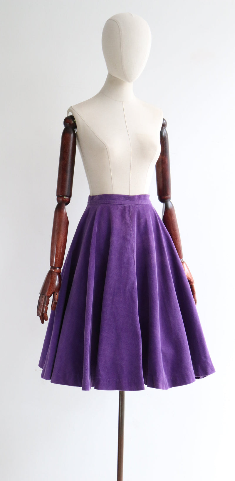 "Purple Corduroy" Vintage 1950's Purple Corduroy Full Circle Skirt UK 10 US 6
