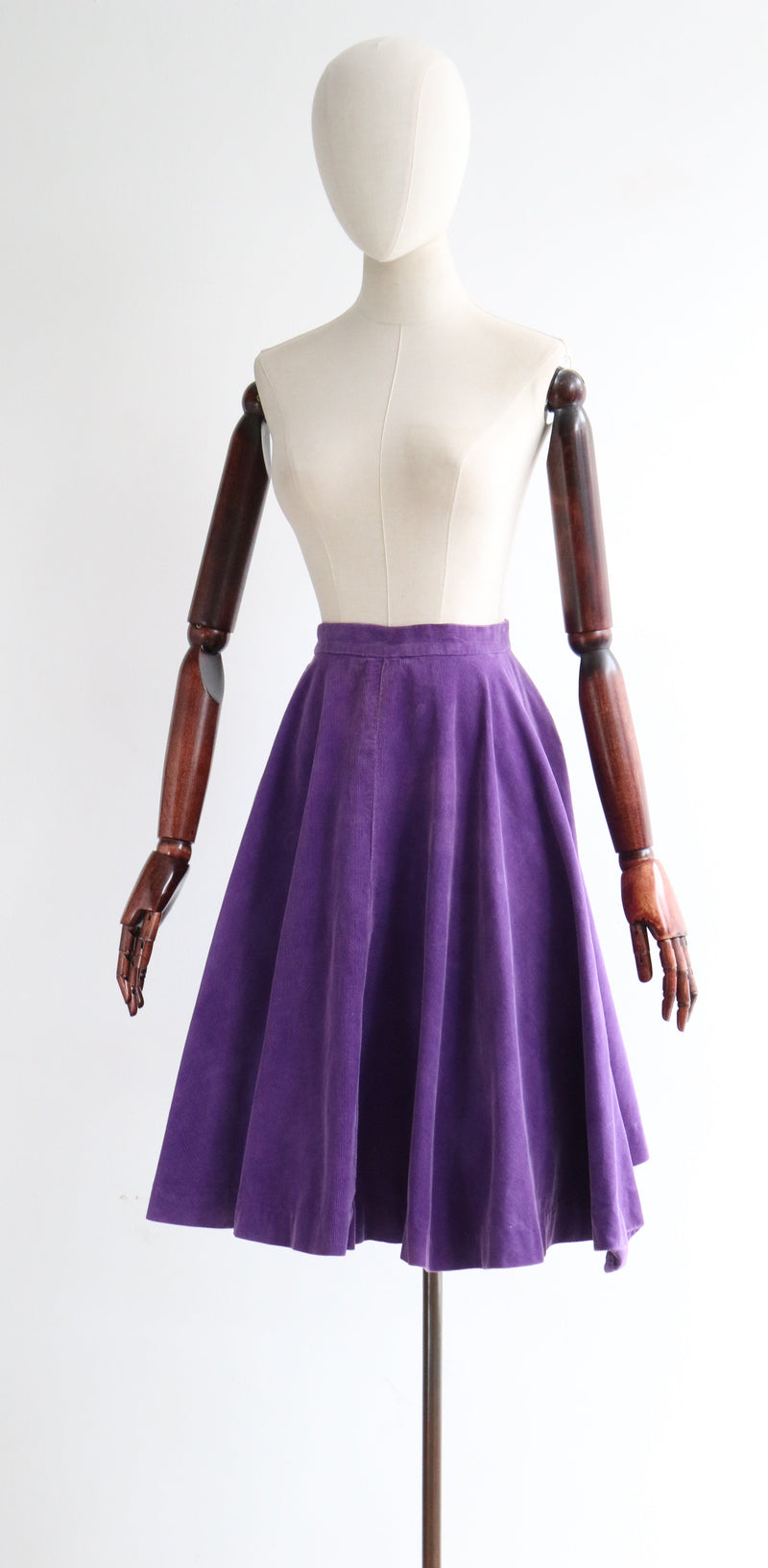 "Purple Corduroy" Vintage 1950's Purple Corduroy Full Circle Skirt UK 10 US 6