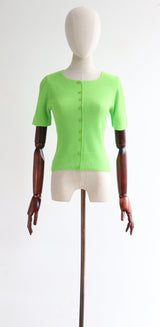 "Lime Knit" Vintage 1960's Lime Green Knitted Blouse UK 10 US 6