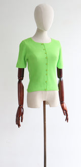 "Lime Knit" Vintage 1960's Lime Green Knitted Blouse UK 10 US 6