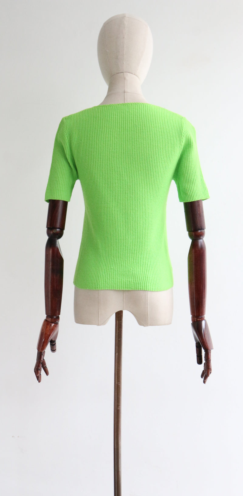 "Lime Knit" Vintage 1960's Lime Green Knitted Blouse UK 10 US 6