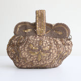 "Mink Bead & Gold Sequin" Vintage 1920's Mink and Gold Toned Embellished Evening Bag