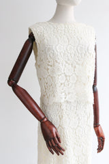 "Suzy Perette" Vintage Late 1950's Cream Lace Dress UK 8 US 4
