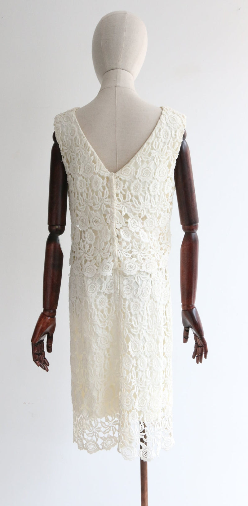 "Suzy Perette" Vintage Late 1950's Cream Lace Dress UK 8 US 4