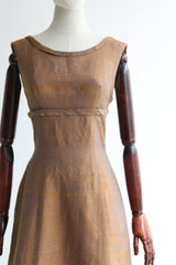 "Ochre Shantung" Vintage 1960's Ochre Shantung Silk Dress UK 10 US 6