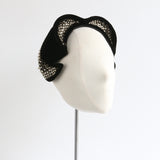 "Velvet & Pearls" Vintage 1940's Widows Peak Velvet Beaded Hat