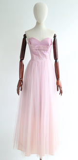 "Lace & Tulle" Vintage 1950's Lilac Lace & Tulle Dress UK 6 US 2