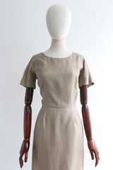 "Mushroom Silk"  Vintage 1950's Mushroom Silk Dress & Jacket Set UK 8 US 4