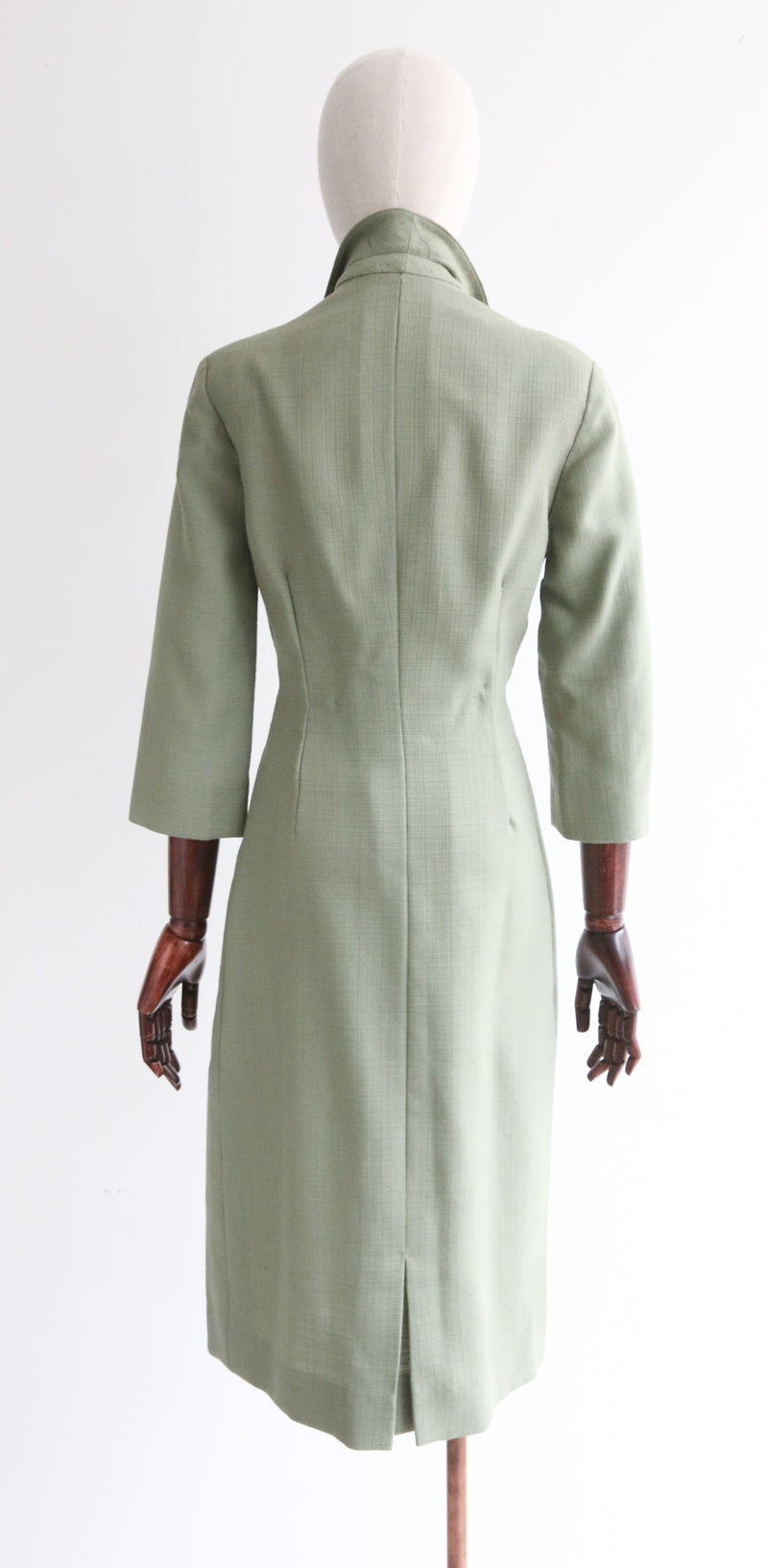 "Sage Green" Vintage 1960's Sage Green Dress Coat UK 12-14 US 8-10