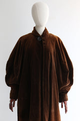 "Velvet & Taffeta" Vintage 1950's Brown Velvet & Taffeta Swing Coat UK 10-14 US 6-10