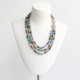 "Leaf Clasp" Vintage 1940's Multi-strand Glass Beaded Necklace