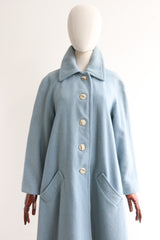 "Douceur En Bleu" Vintage Late 1940's Soft Blue Wool Coat UK 12-14 US 8-10
