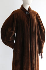 "Velvet & Taffeta" Vintage 1950's Brown Velvet & Taffeta Swing Coat UK 10-14 US 6-10