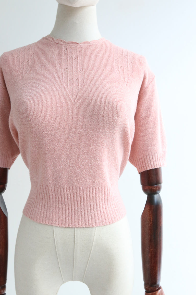 "Pink Sweater" Vintage Late 1940's Baby Pink Sweater UK 14 US 10