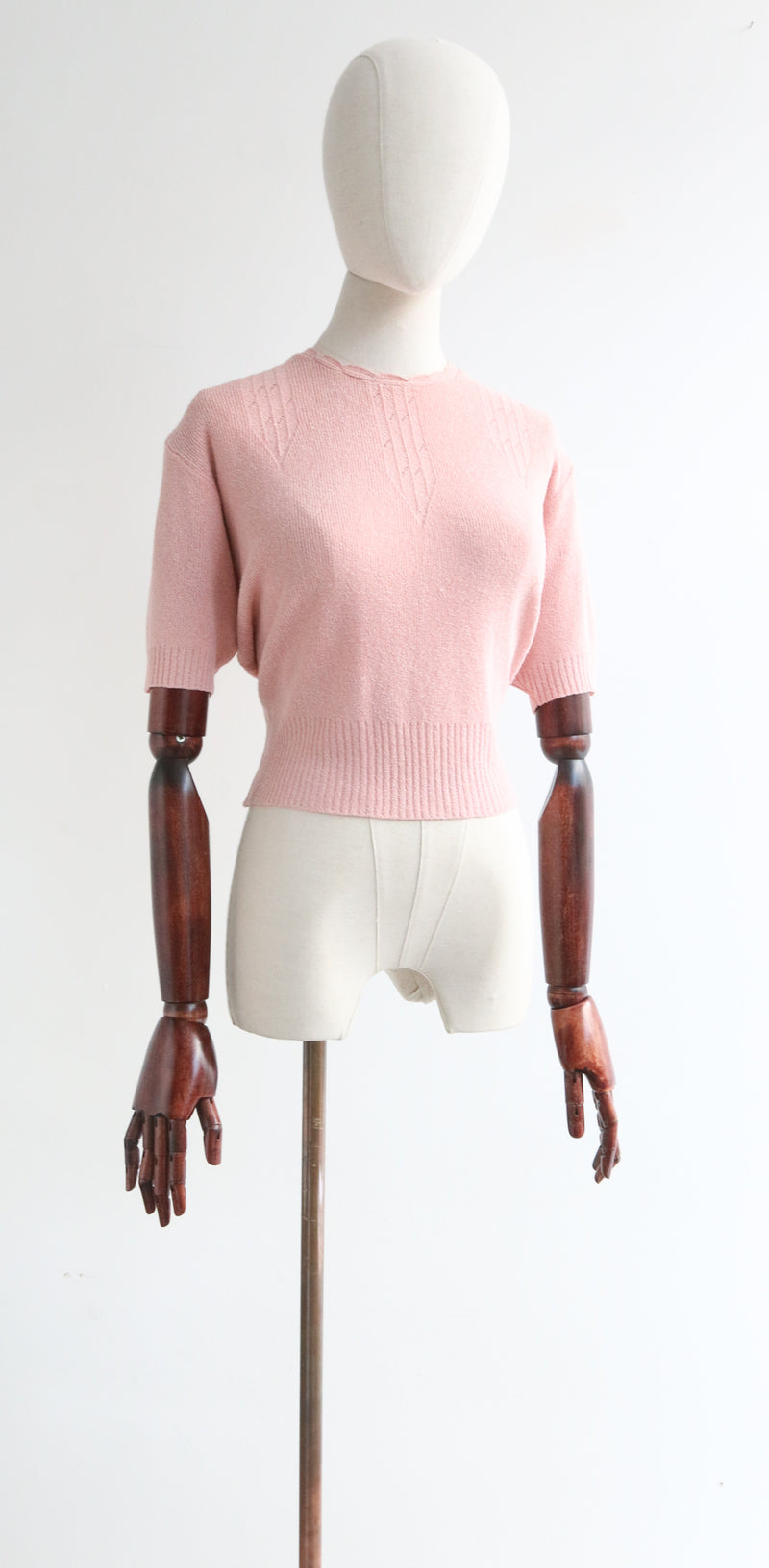 "Pink Sweater" Vintage Late 1940's Baby Pink Sweater UK 14 US 10