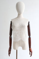 "Ivory Ribbon-work" Vintage 1920's Ivory Ribbon-work Blouse UK 10 US 6