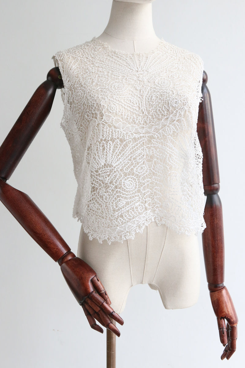 "Ivory Ribbon-work" Vintage 1920's Ivory Ribbon-work Blouse UK 10 US 6