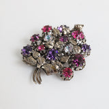 "Berry Bouquet" Vintage 1950's Rhinestone Floral Brooch